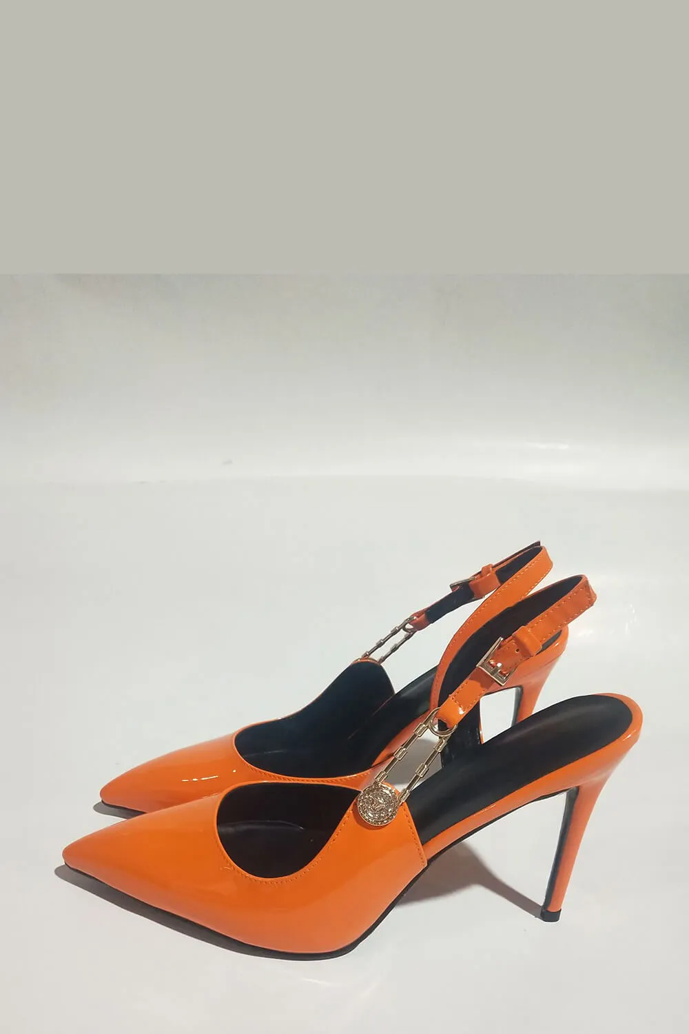 Sparkle Crystal Pin Pointed Toe Slingback High Stiletto Pump - Orange sold by Floralkini product image thumbnail 2