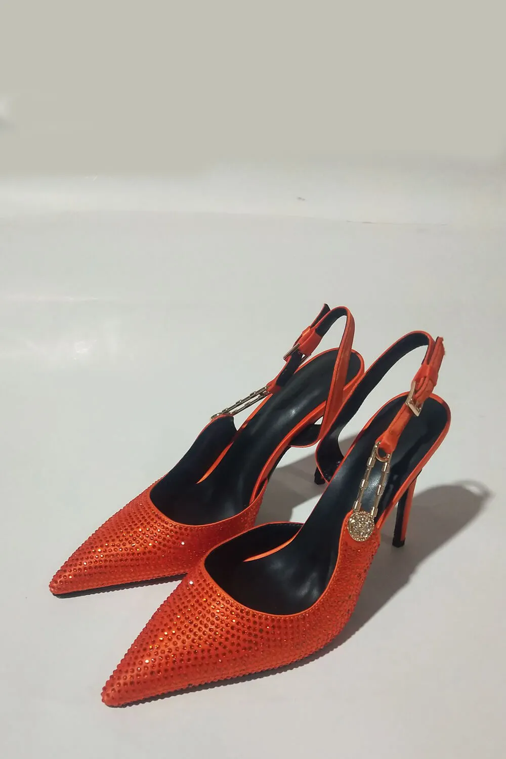 Sparkle Crystal Pin Pointed Toe Slingback High Stiletto Pump - Orange sold by Floralkini product image thumbnail 3