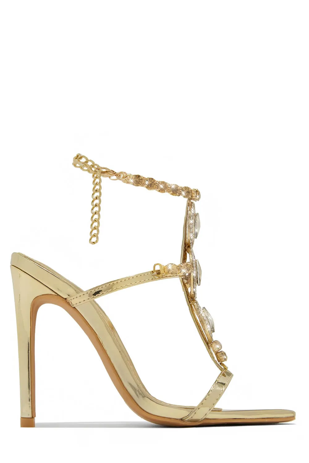 Diamante Embellished Stone Pointed Toe Stiletto Sandals - Gold sold by Floralkini product image thumbnail 5