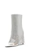 Rhinestone Mesh Overlay Open Pointed Toe Pvc Stiletto Boots - White sold by Floralkini