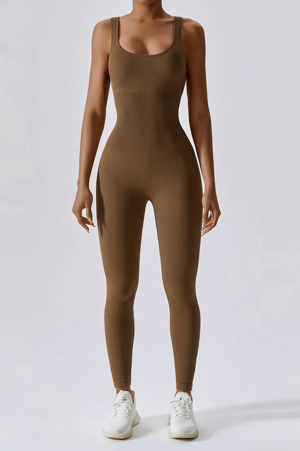 Ribbed Wide Strap Scoop Neck Full Length Jumpsuit sold by Floralkini product image thumbnail 3