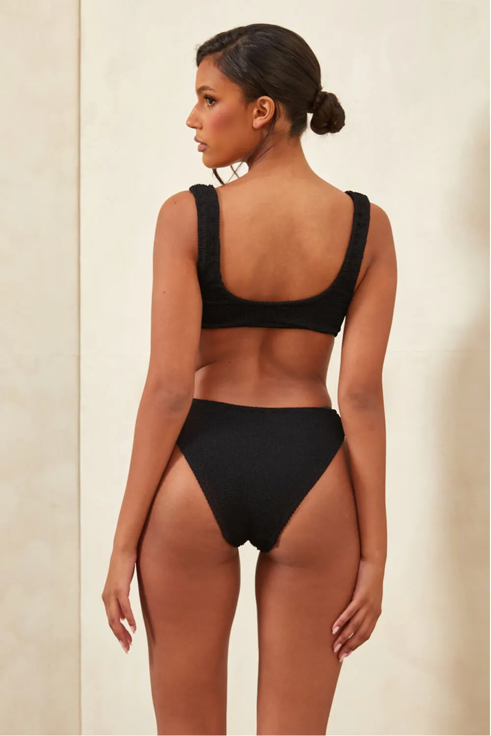 Crinkle Cut-Out Ring Middle One Piece Swimsuit - Black sold by Floralkini product image thumbnail 3
