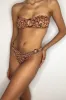 Leopard Crinkle Bandeau Bikini Top With Gold Tortoise Shell Ring Detail sold by Floralkini