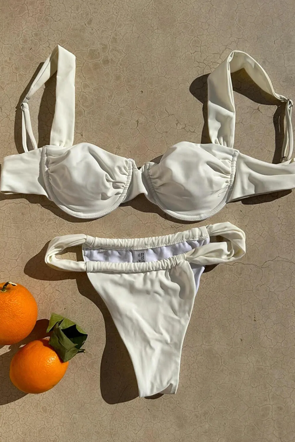 Ruched Balconette Underwire High-Cut Bikini Set - White sold by Floralkini product image thumbnail 5