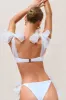 Ruched Balconette Underwire Tie Shoulder Bikini Set With Mesh Bows - White sold by Floralkini