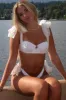 Ruched Balconette Underwire Tie Shoulder Bikini Set With Mesh Bows - White sold by Floralkini