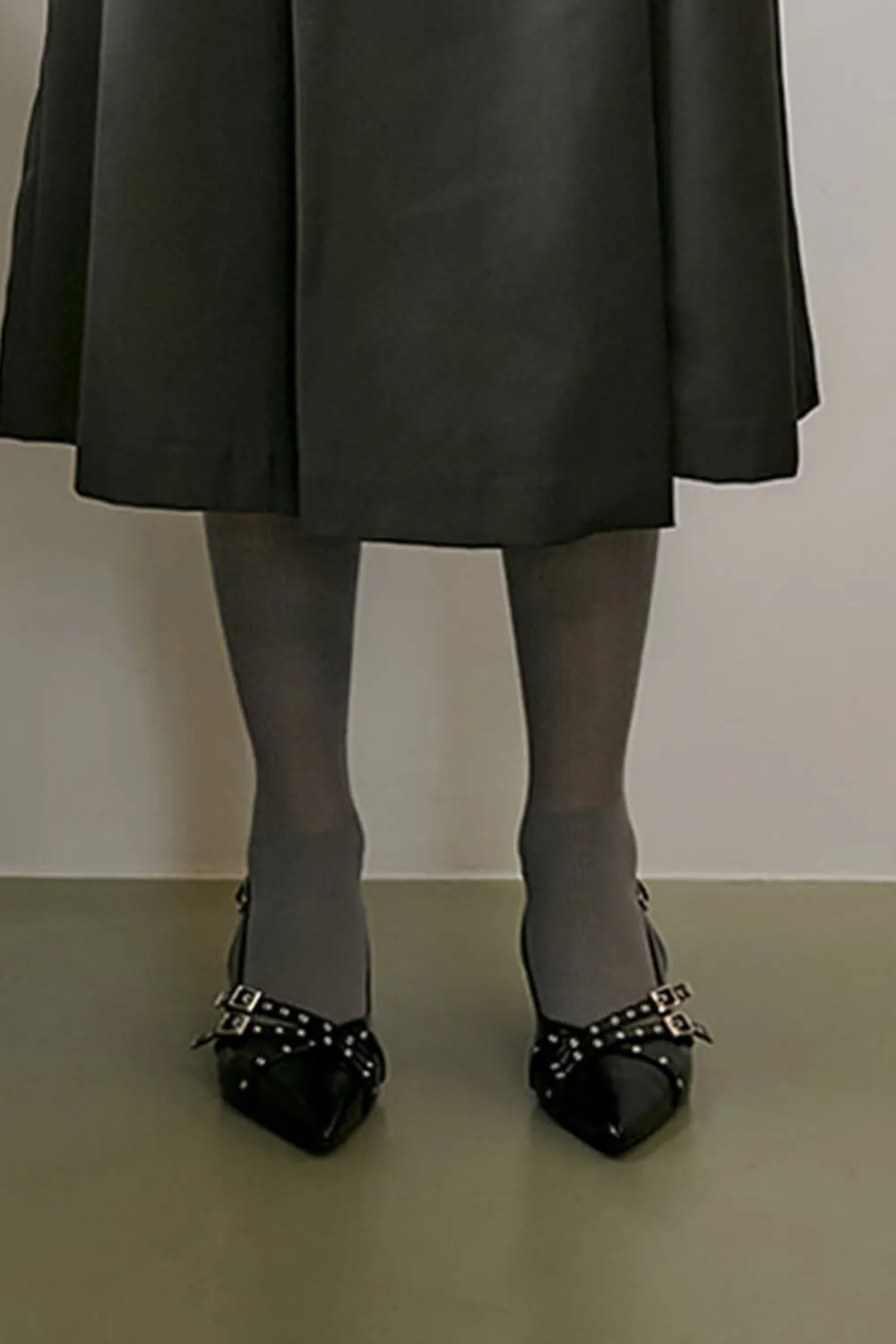 Buckle Faux Leather Pointed Toe Sling Back Court Shoes - Black sold by Floralkini product image thumbnail 4