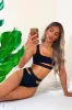 Black Cut Out High Waisted Thong Bikini Bottom sold by Floralkini