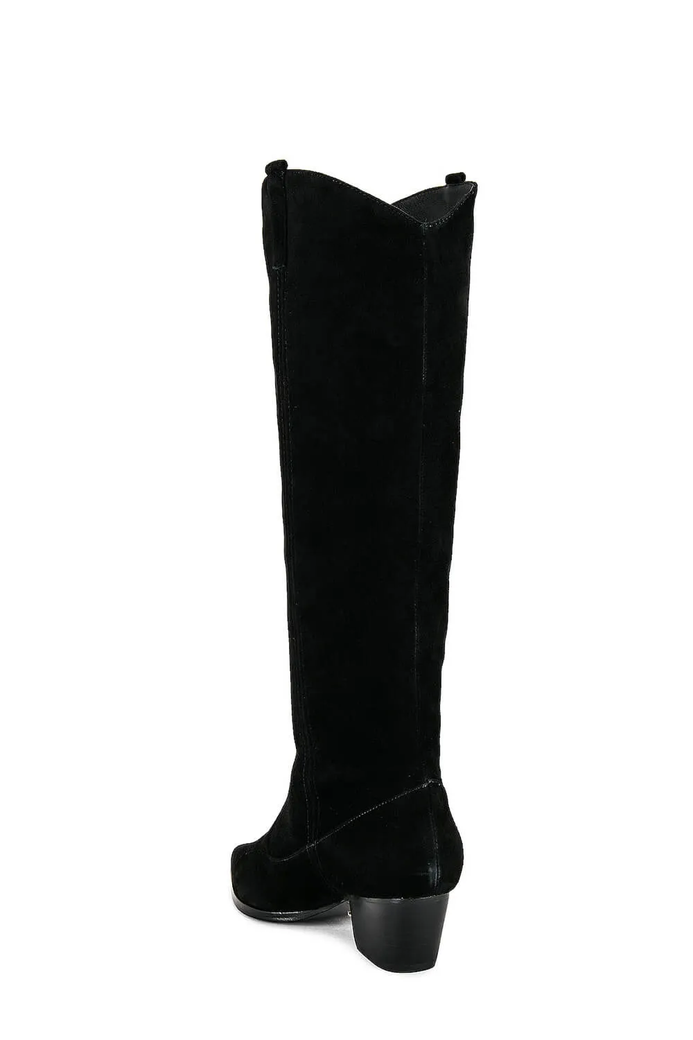 Suede Pointed Toe Western Cowboy Knee High Boots - Black sold by Floralkini product image thumbnail 4