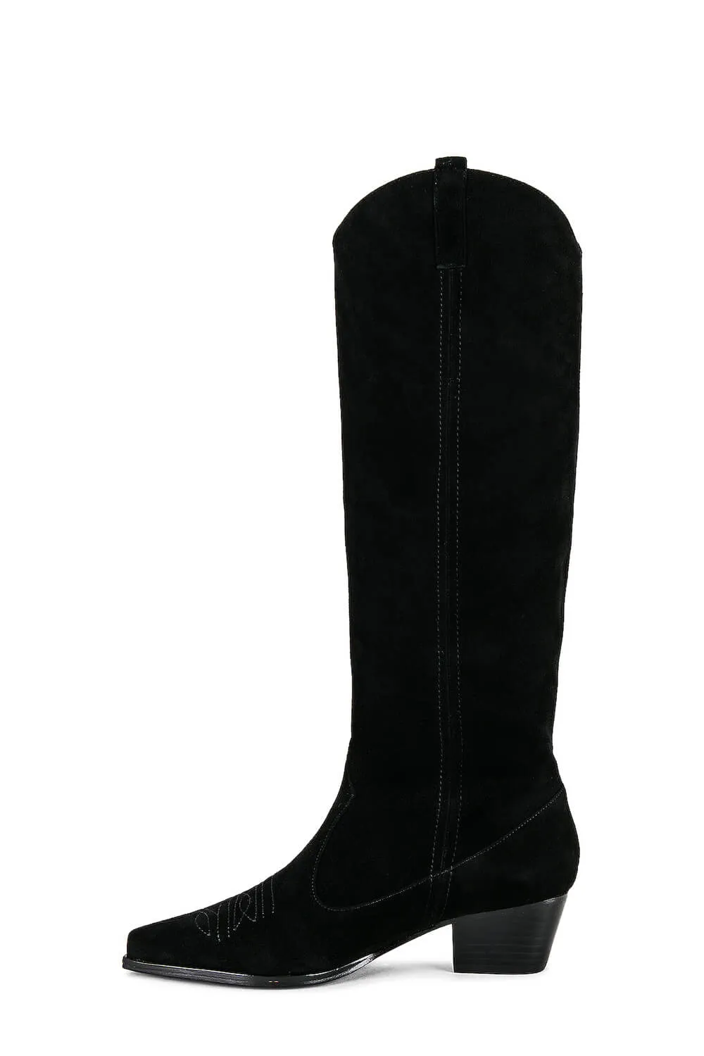 Suede Pointed Toe Western Cowboy Knee High Boots - Black sold by Floralkini