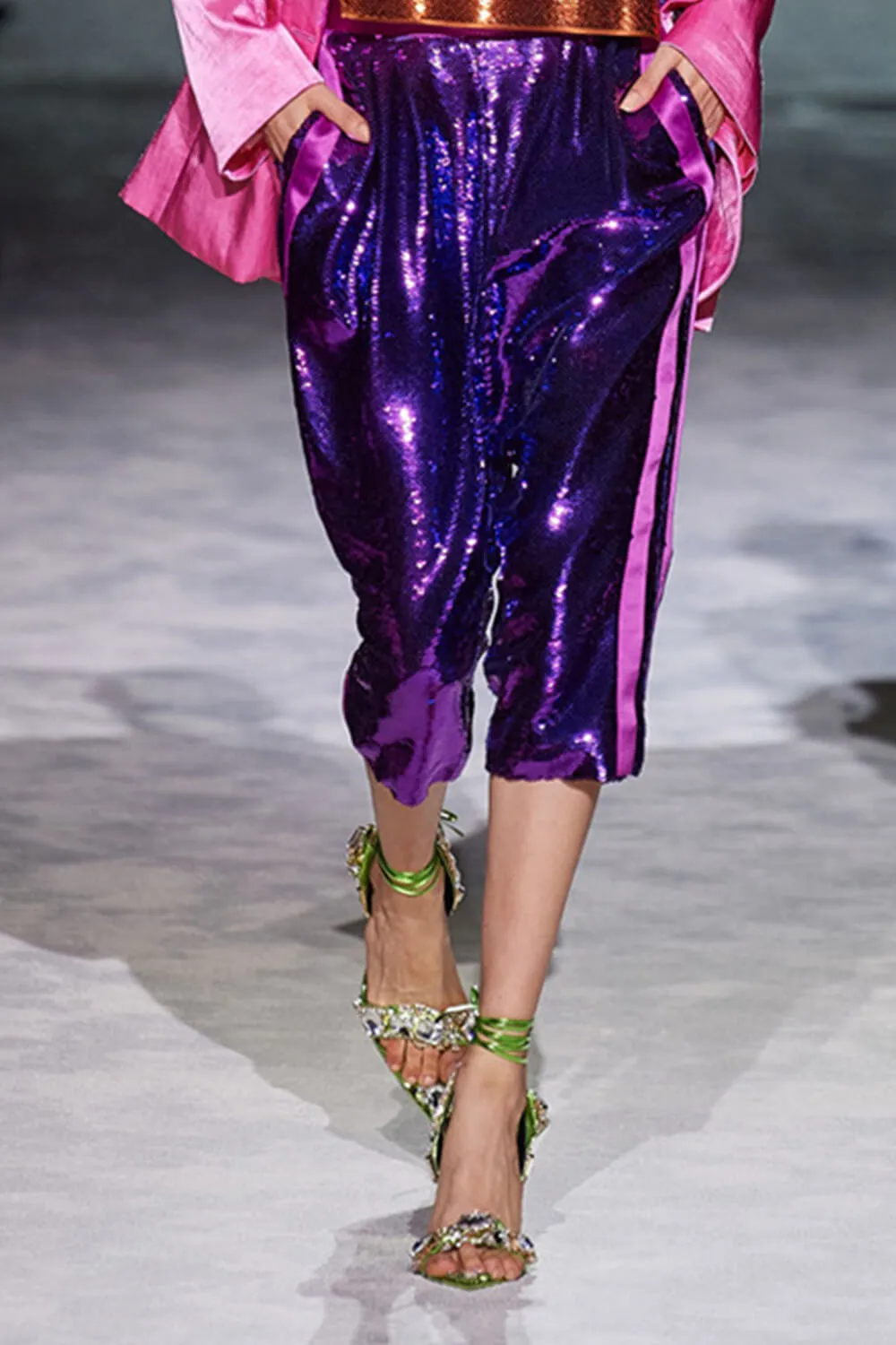 Metallic Crystal-Embellished Poiny Jewel Lace Up Stiletto Heeled Sandals - Green sold by Floralkini product image thumbnail 3