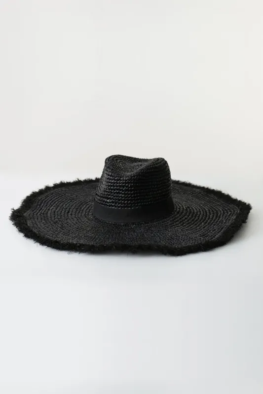 Black Raffia Straw Edging Fedora Hat sold by Floralkini
