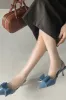 Double Bow Pointed Toe Slingback Pump - Denim sold by Floralkini