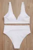 White Ribbed High-Waist Bikini Bottoms sold by Floralkini