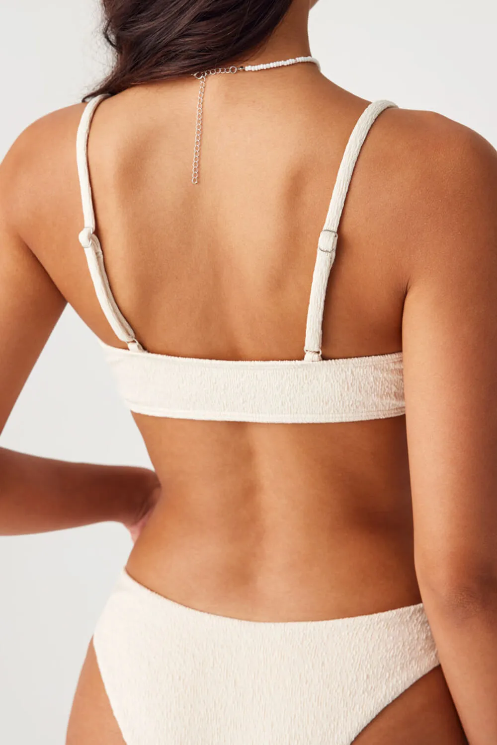 Textured Adjustable Tie Front Bikini Set - White sold by Floralkini product image thumbnail 2