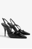 Buckle Patent Pointed Toe Sling Back Court Shoes - Black sold by Floralkini