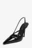 Buckle Patent Pointed Toe Sling Back Court Shoes - Black sold by Floralkini