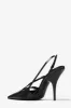Buckle Patent Pointed Toe Sling Back Court Shoes - Black sold by Floralkini