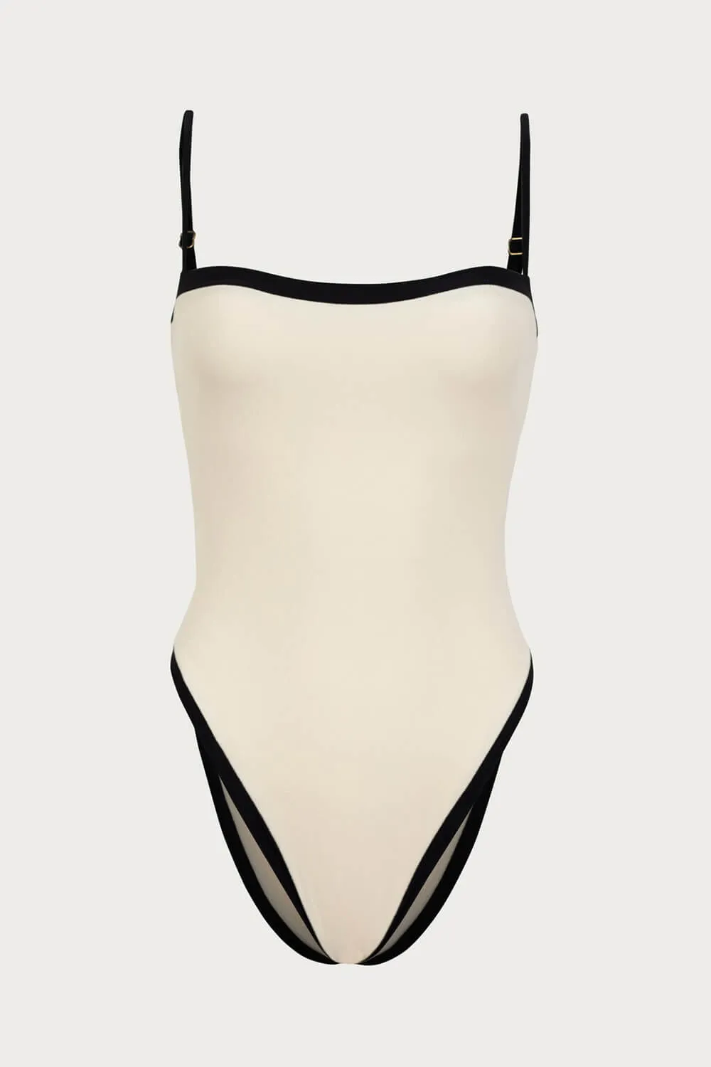 Colorblock Contrast Trim High Rise One Piece Swimsuit - Cream sold by Floralkini product image thumbnail 3