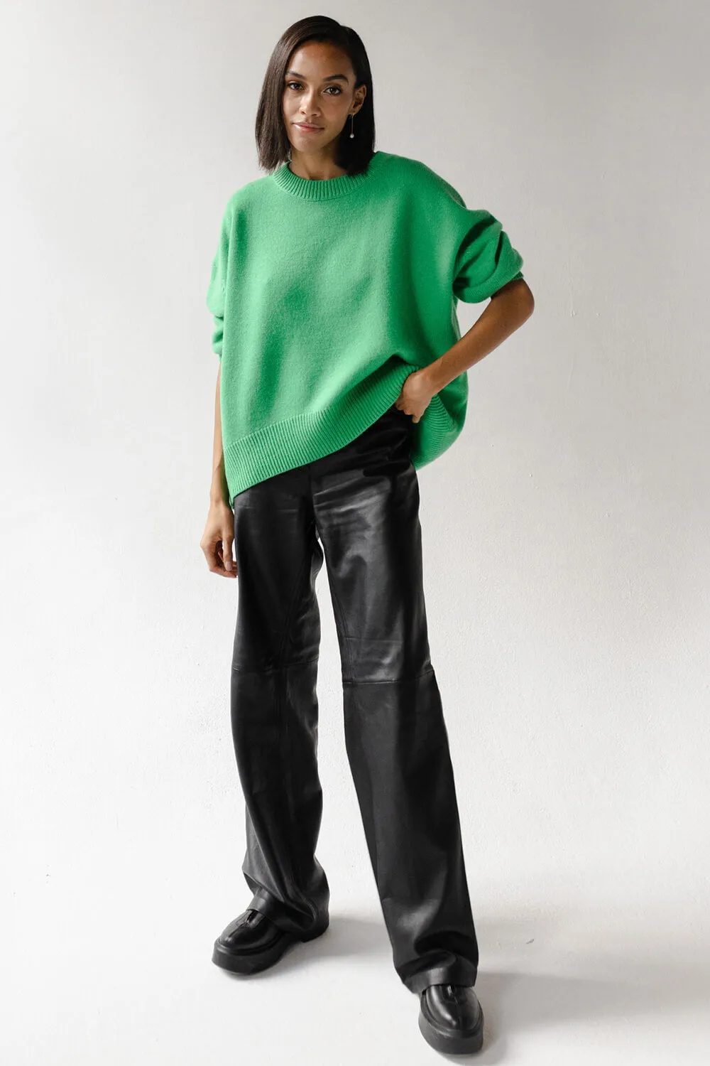 Crew Neck Ribbed Knit High-Low Jumper Sweater sold by Floralkini product image thumbnail 2
