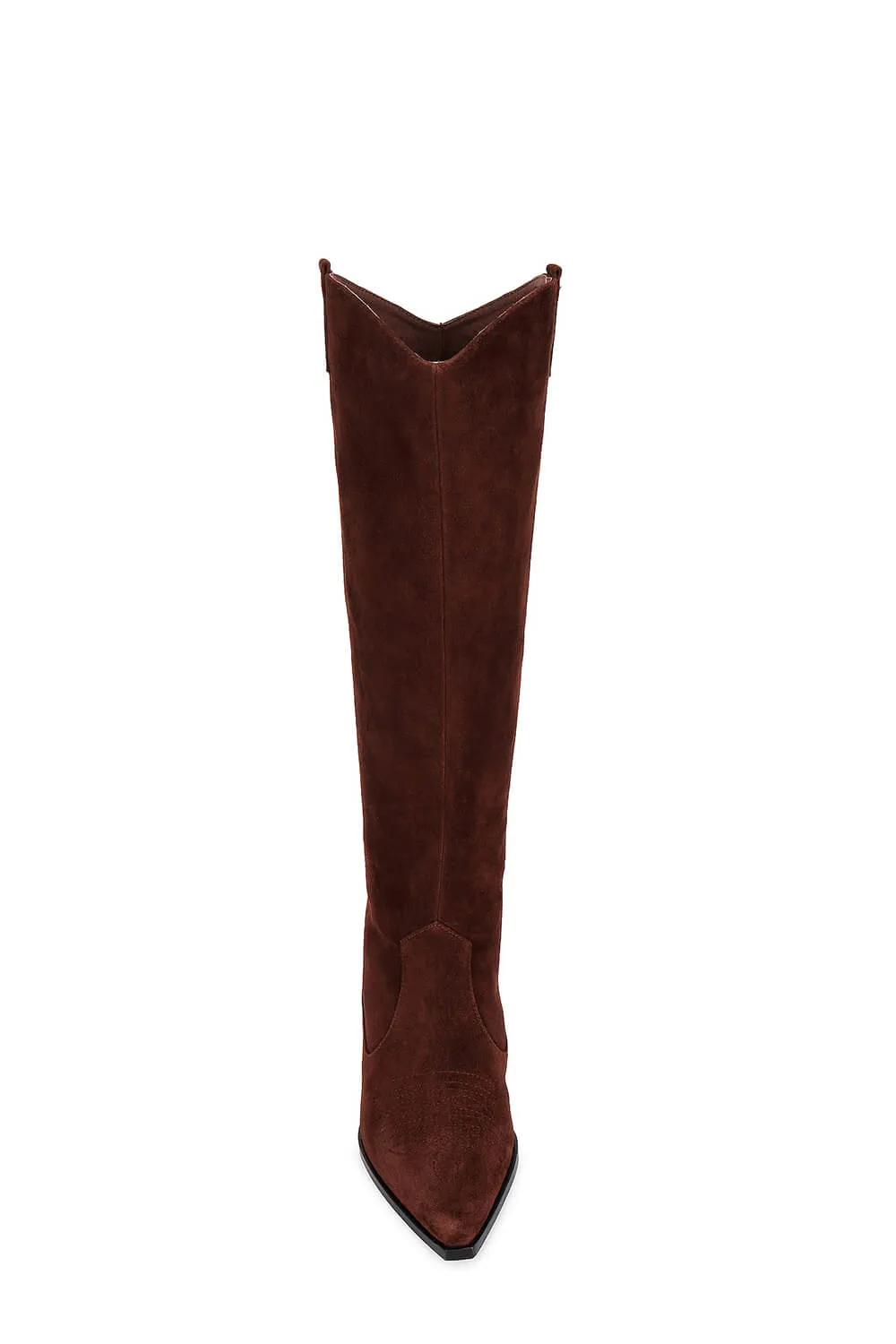 Suede Pointed Toe Western Cowboy Knee High Boots - Chocolate sold by Floralkini product image thumbnail 4