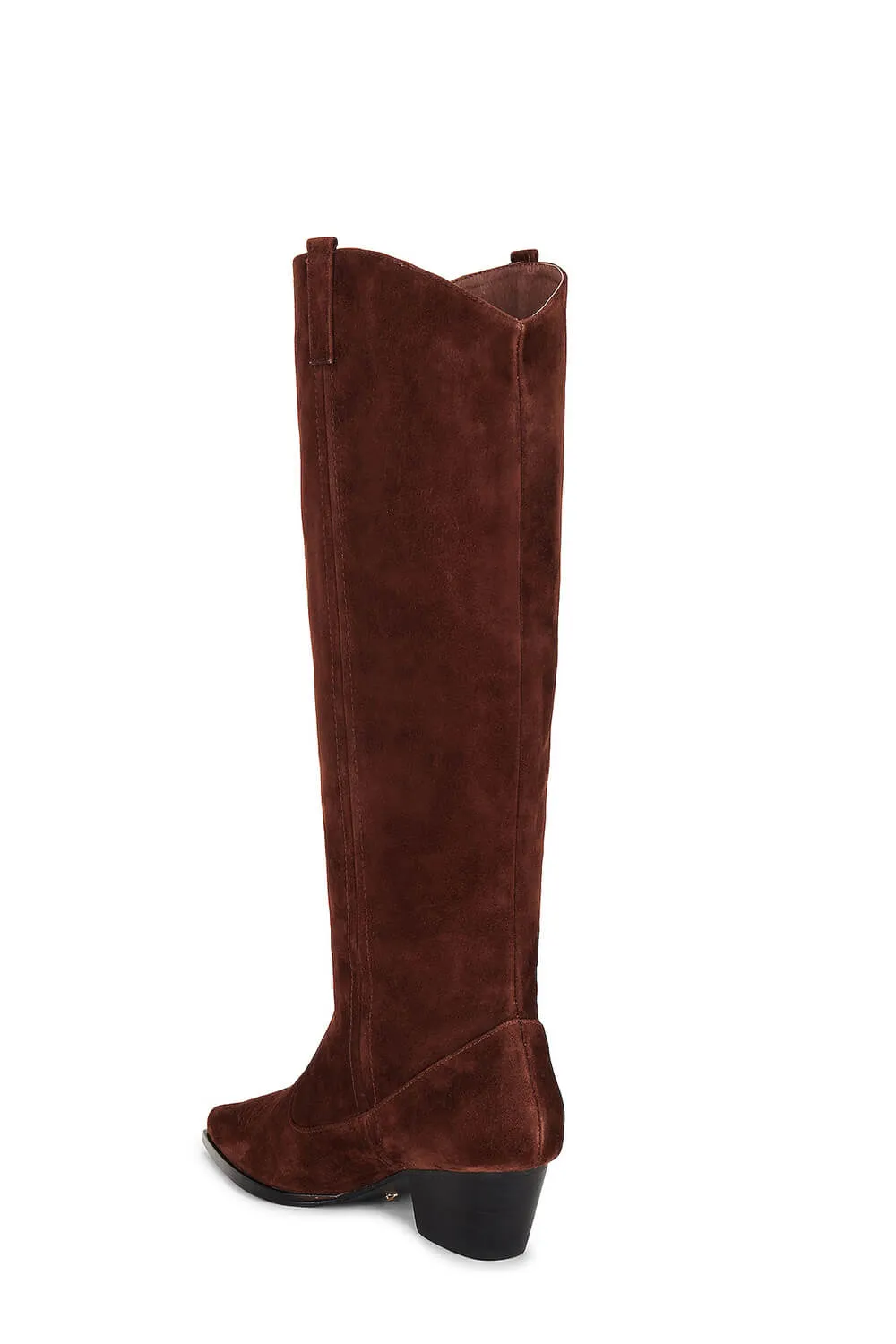 Suede Pointed Toe Western Cowboy Knee High Boots - Chocolate sold by Floralkini product image thumbnail 3