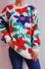 Blue Vanilla White Floral Knit Oversized Jumper sold by Floralkini