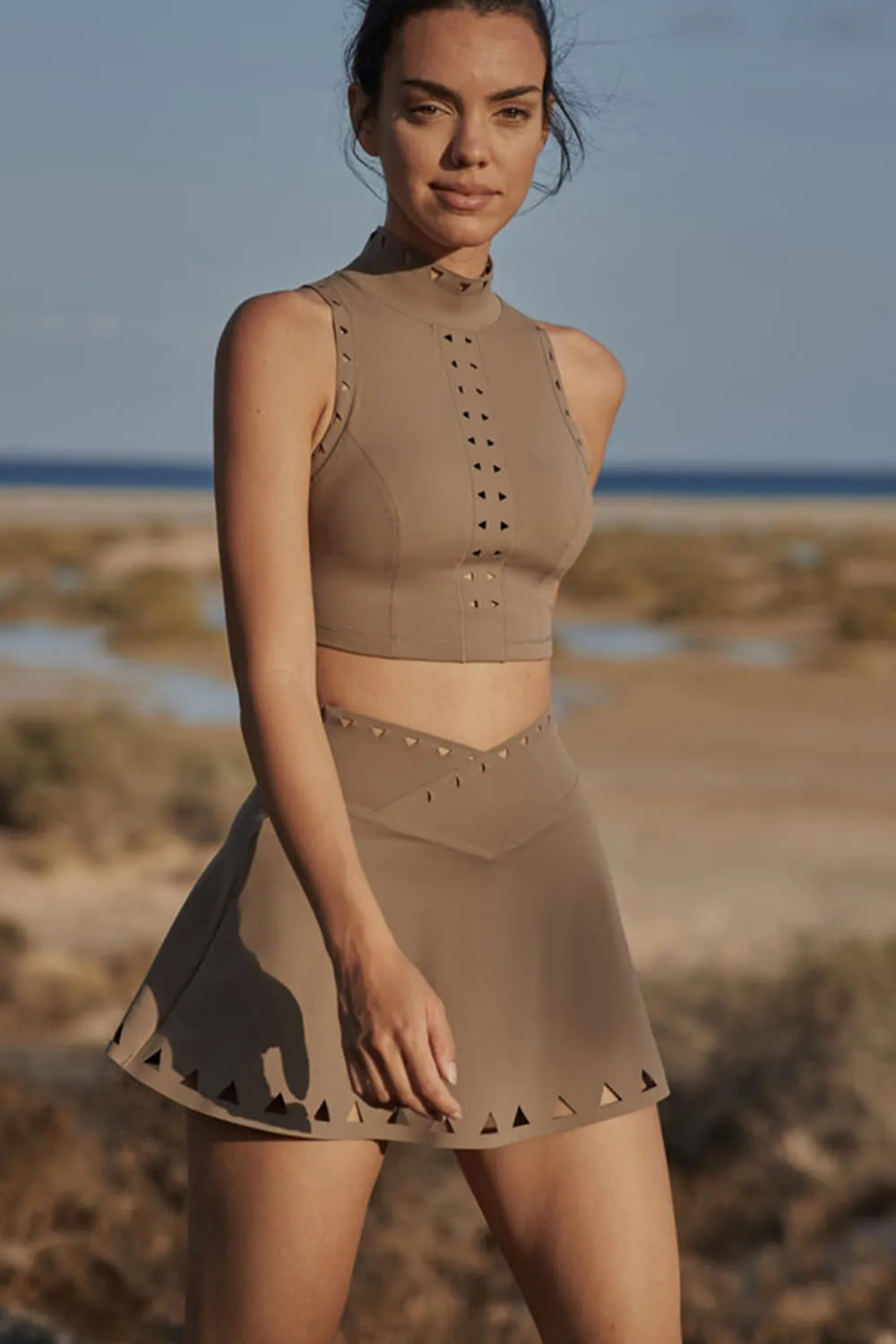 High Neck Laser Cut Bra - Caramel sold by Floralkini product image thumbnail 3