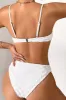 White Checkered Terry Towel High-Cut Bikini Set sold by Floralkini