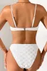 White Checkered Terry Towel High-Cut Bikini Set sold by Floralkini