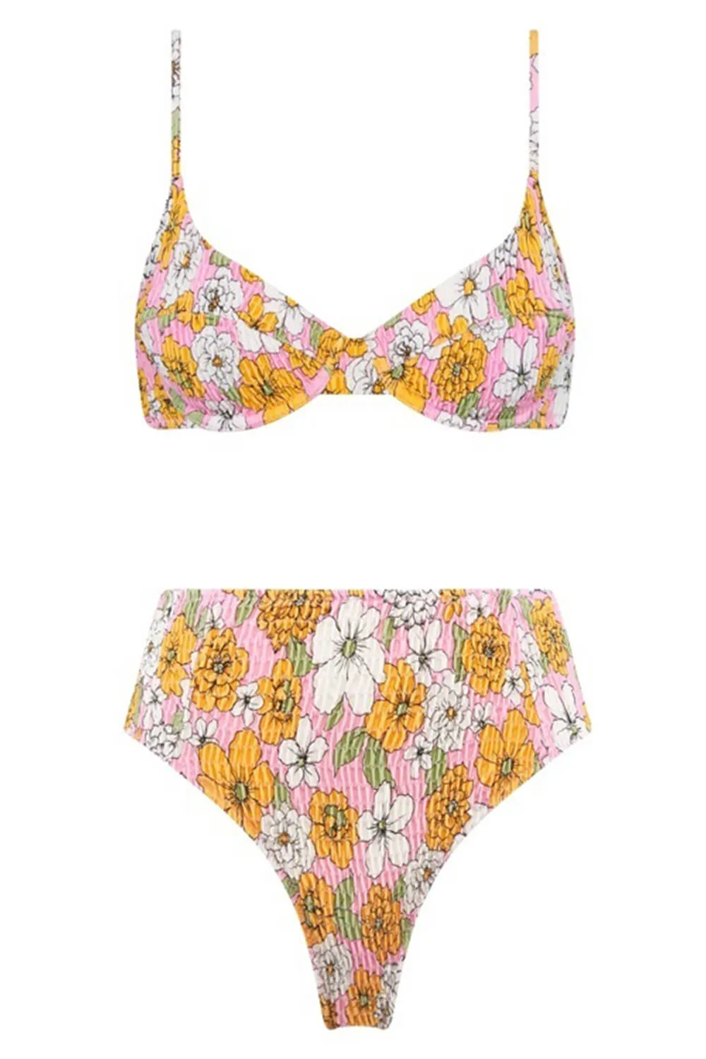 Hot Pink Floral Balconette Ruched Underwire Bikini Top sold by Floralkini product image thumbnail 5