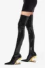 Patent Pointed Toe Over-The-Knee Morso Heeled Boots - Gold sold by Floralkini