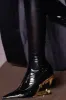 Patent Pointed Toe Over-The-Knee Morso Heeled Boots - Gold sold by Floralkini