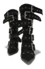 Multi Buckle Pointed Toe Above The Ankle High Heel Boots - Black sold by Floralkini