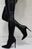 Black Faux Leather Over The Knee Thigh High Stiletto Boots sold by Floralkini