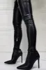 Black Faux Leather Over The Knee Thigh High Stiletto Boots sold by Floralkini