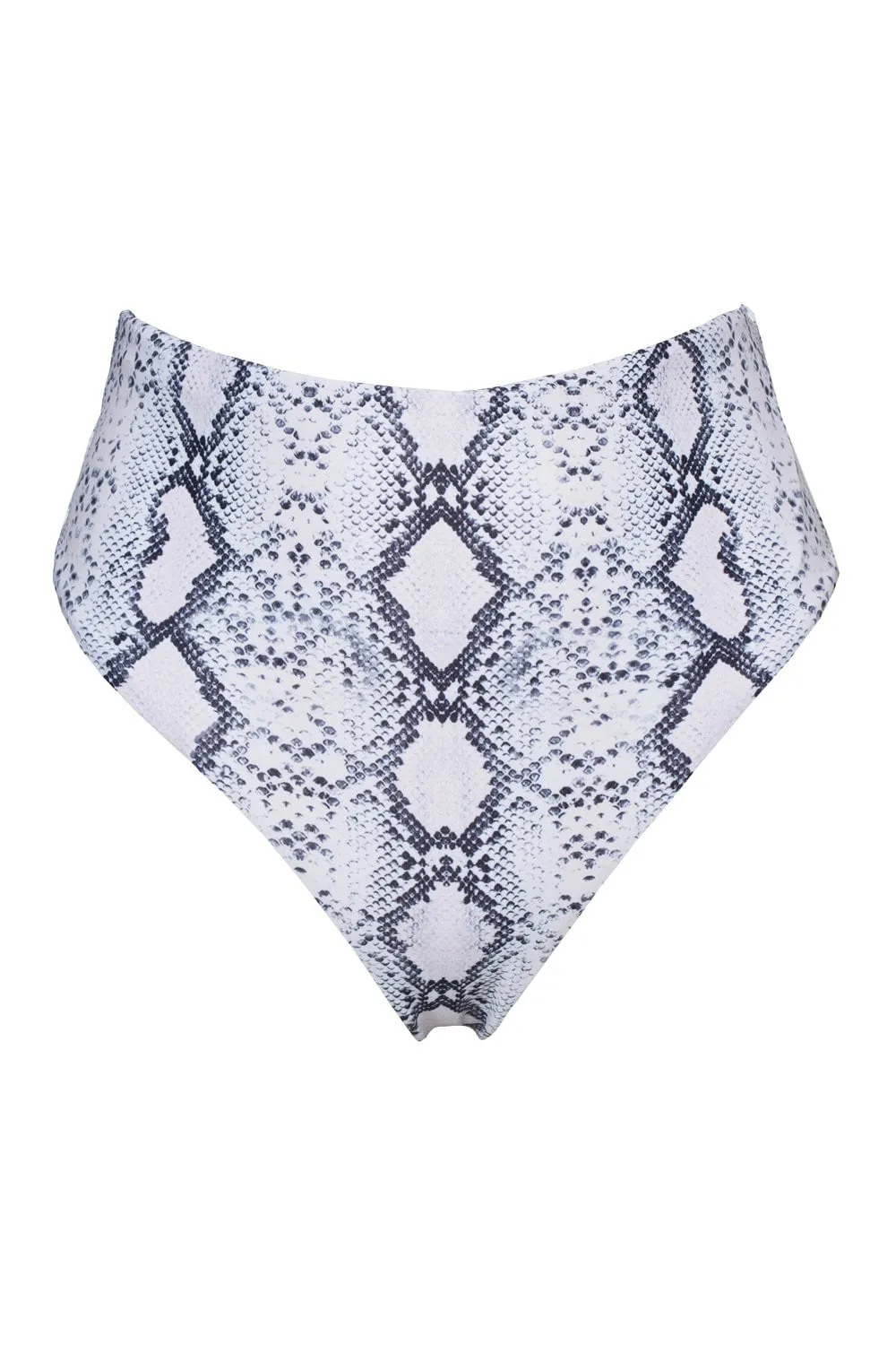 White Snakeskin High Waisted Bikini Bottoms sold by Floralkini
