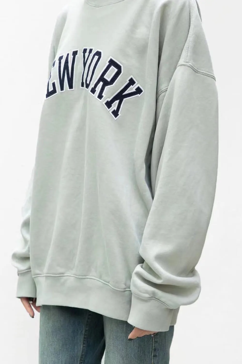 New York' Pullover Oversized Sweatshirt - Sage Green/White sold by Floralkini product image thumbnail 4