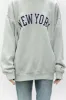 New York' Pullover Oversized Sweatshirt - Sage Green/White sold by Floralkini