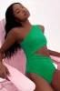 Green Jacquard Side Cut Out Asymmetrical One Piece Swimsuit sold by Floralkini
