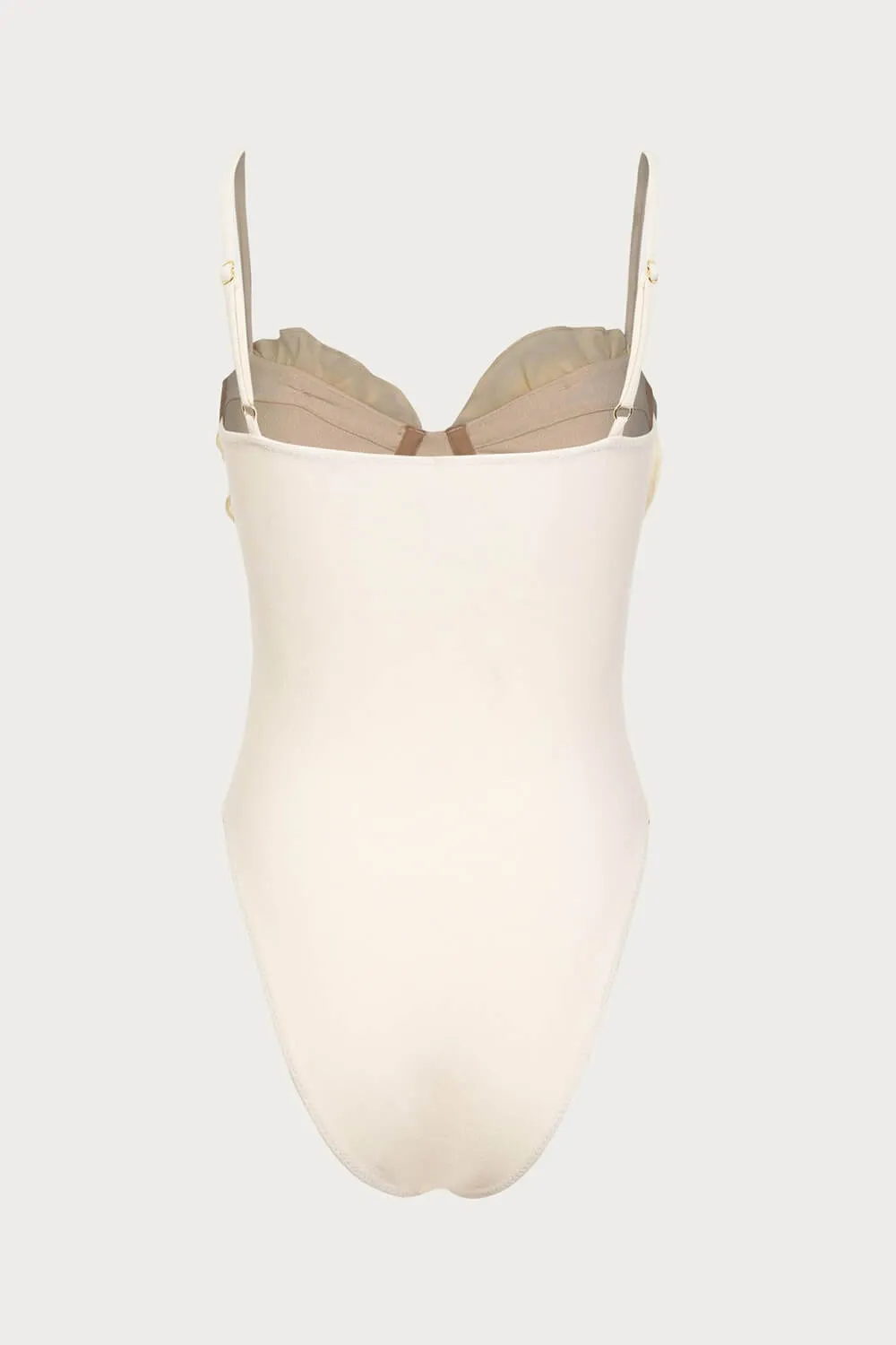 3D Flower Retro Bustier One Piece Swimsuit - Cream sold by Floralkini product image thumbnail 3