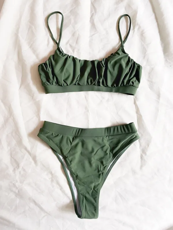 Green High Waisted Bikini Bottoms sold by Floralkini