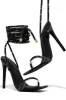 Diamante Embellished Lace Up Square Toe High Heels - Black sold by Floralkini