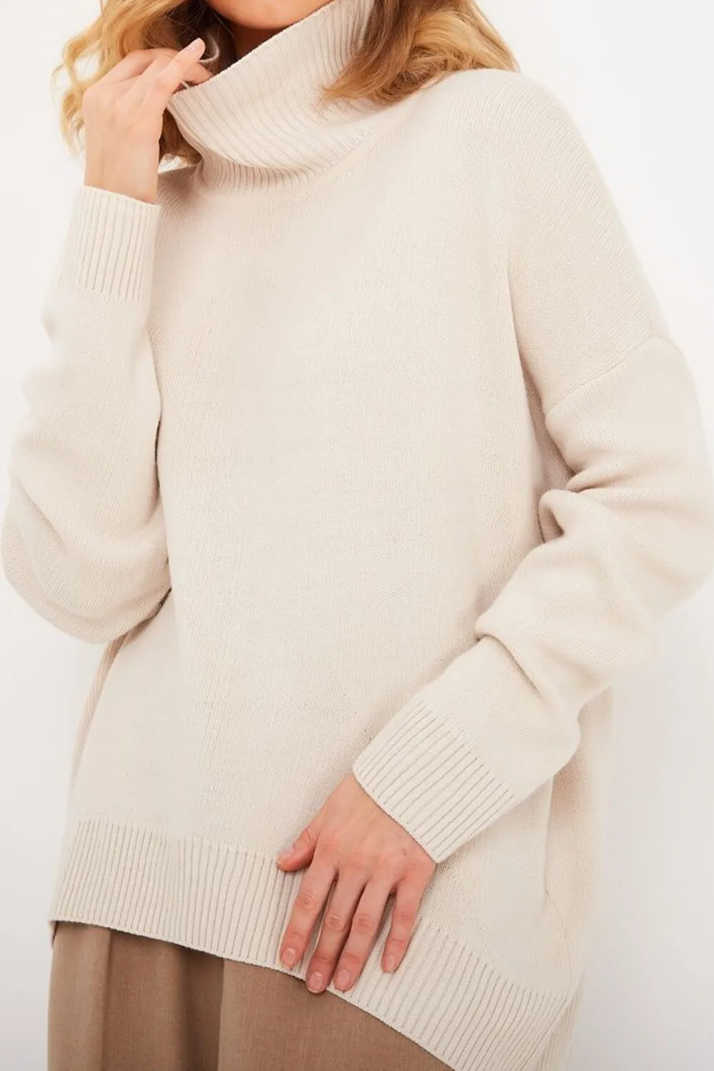 High Collar Knit Oversized Sweater sold by Floralkini product image thumbnail 5