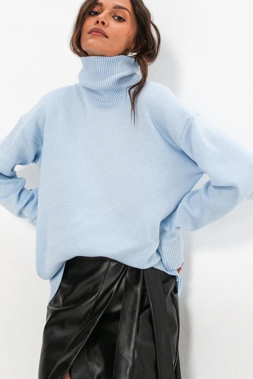 High Collar Knit Oversized Sweater sold by Floralkini product image thumbnail 3