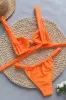 Knot Front Strappy Bikini Set - Orange sold by Floralkini