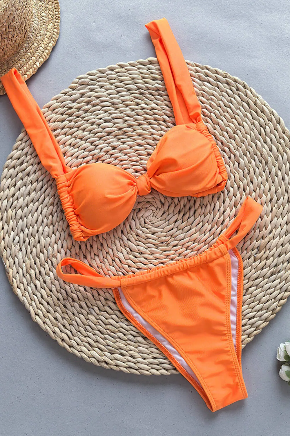 Knot Front Strappy Bikini Set - Orange sold by Floralkini product image thumbnail 4