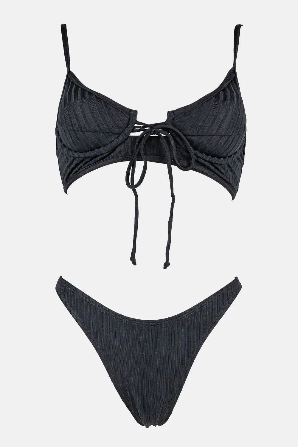 Black Ribbed Bikini Bottoms sold by Floralkini product image thumbnail 3