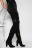 Black Suede Belted Thigh High Boots sold by Floralkini