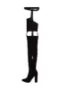 Black Suede Belted Thigh High Boots sold by Floralkini
